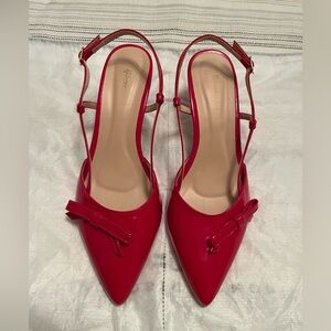 Elegant Red Slingback Heels with Bow